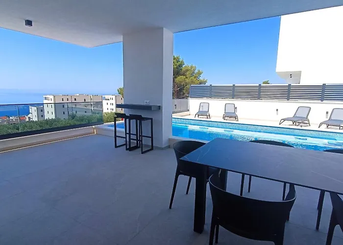 Modern Ina With Heated Pool & Sea View In Villa Makarska